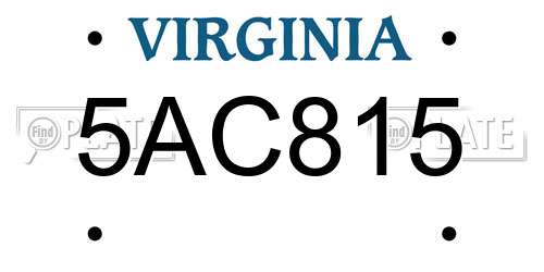 5AC815 Virginia License Plate