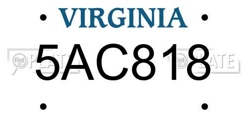 5AC818 Virginia License Plate