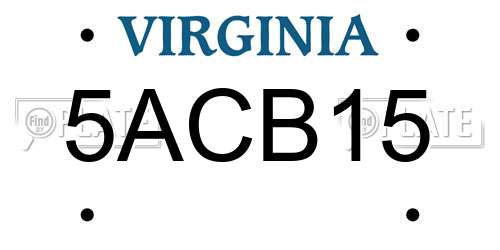 5ACB15 Virginia License Plate