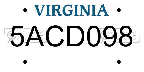 5ACD098 Virginia License Plate