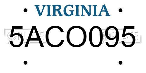 5ACO095 Virginia License Plate