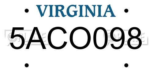 5ACO098 Virginia License Plate