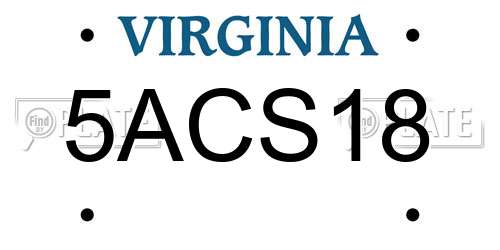 5ACS18 Virginia License Plate