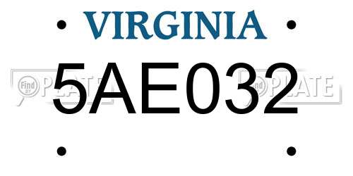 5AE032 Virginia License Plate