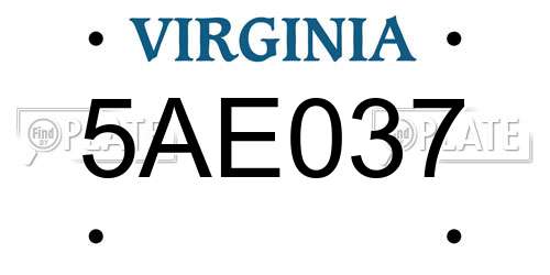 5AE037 Virginia License Plate