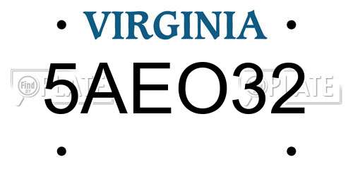 5AEO32 Virginia License Plate