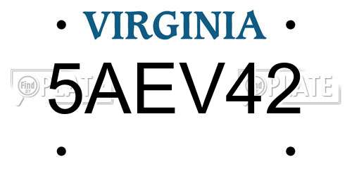 5AEV42 Virginia License Plate