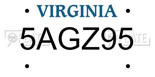 5AGZ95 Virginia License Plate
