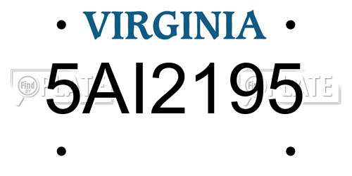 5AI2195 Virginia License Plate