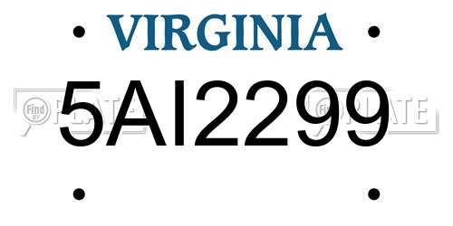 5AI2299 Virginia License Plate