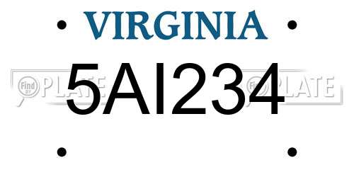5AI234 Virginia License Plate
