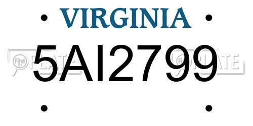 5AI2799 Virginia License Plate