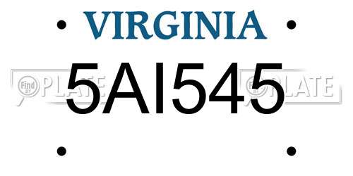 5AI545 Virginia License Plate