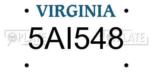 5AI548 Virginia License Plate