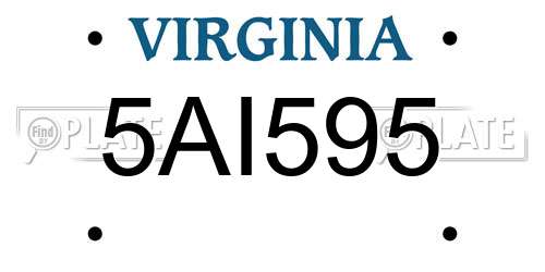 5AI595 Virginia License Plate