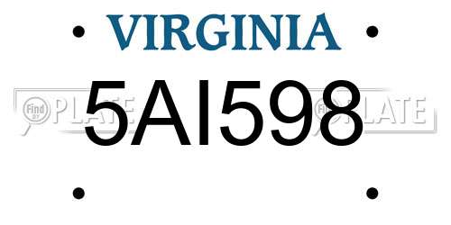 5AI598 Virginia License Plate