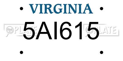 5AI615 Virginia License Plate