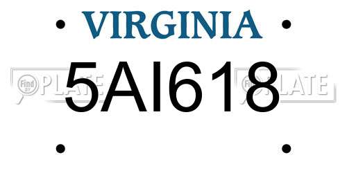 5AI618 Virginia License Plate