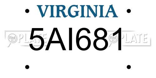 5AI681 Virginia License Plate