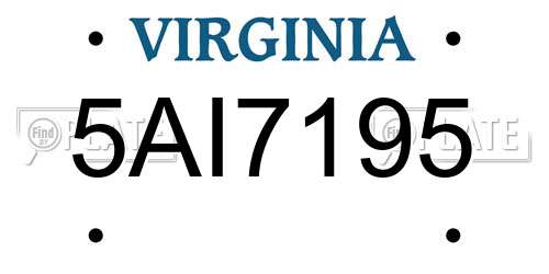 5AI7195 Virginia License Plate