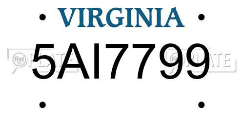 5AI7799 Virginia License Plate