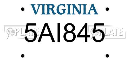 5AI845 Virginia License Plate