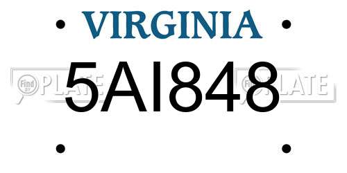5AI848 Virginia License Plate