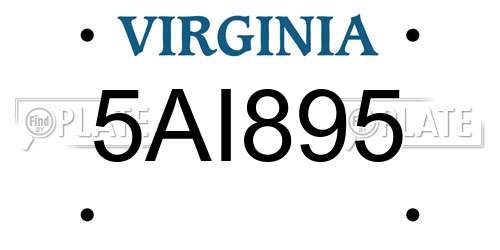 5AI895 Virginia License Plate