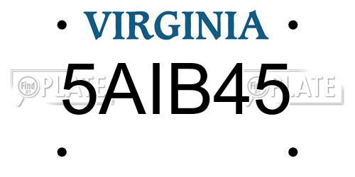 5AIB45 Virginia License Plate