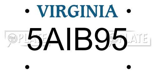 5AIB95 Virginia License Plate