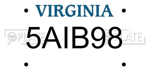 5AIB98 Virginia License Plate