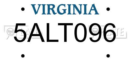 5ALT096 Virginia License Plate