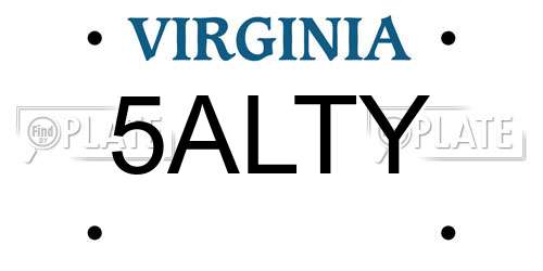 5ALTY Virginia License Plate