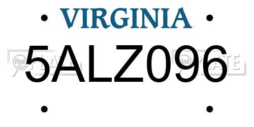 5ALZ096 Virginia License Plate