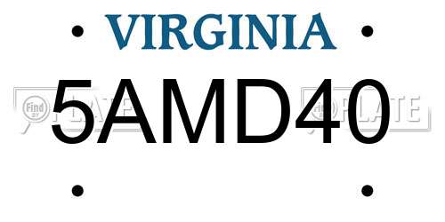 5AMD40 Virginia License Plate