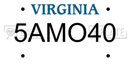 5AMO40 Virginia License Plate