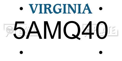 5AMQ40 Virginia License Plate