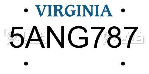 5ANG787 Virginia License Plate