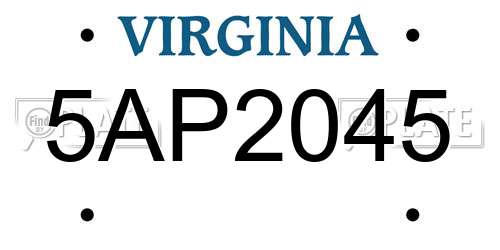 5AP2045 Virginia License Plate