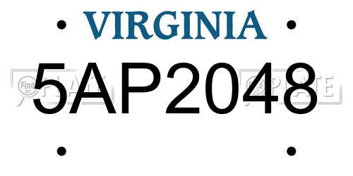 5AP2048 Virginia License Plate