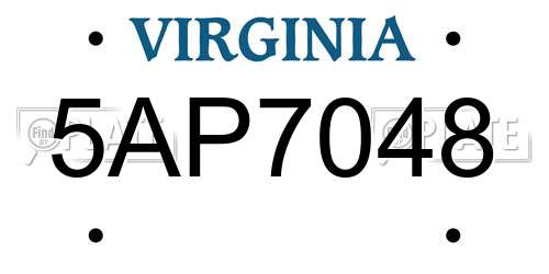 5AP7048 Virginia License Plate