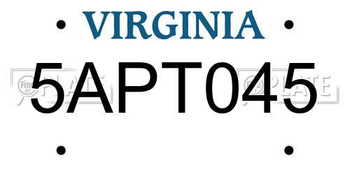 5APT045 Virginia License Plate