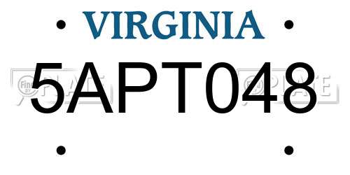 5APT048 Virginia License Plate