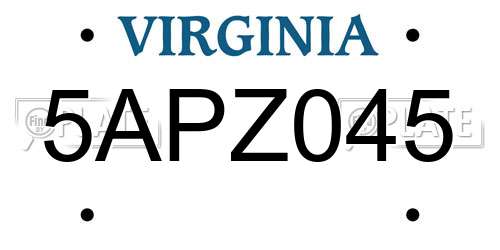 5APZ045 Virginia License Plate