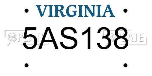 5AS138 Virginia License Plate