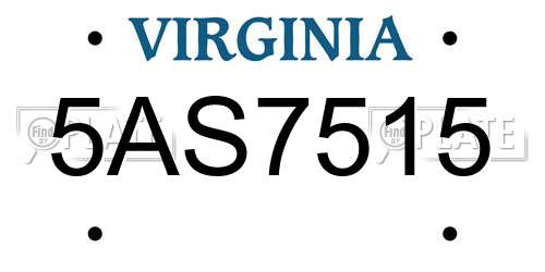 5AS7515 Virginia License Plate