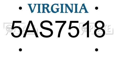 5AS7518 Virginia License Plate