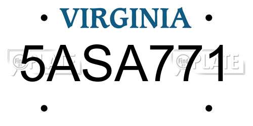 5ASA771 Virginia License Plate