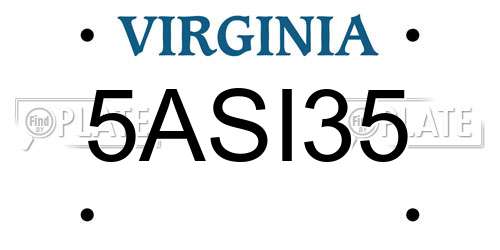 5ASI35 Virginia License Plate