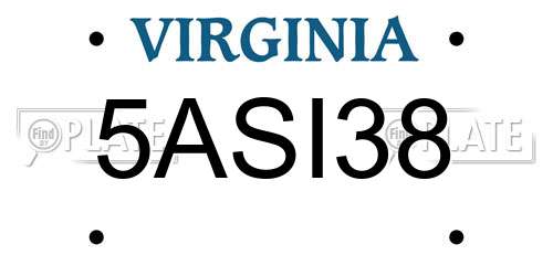 5ASI38 Virginia License Plate
